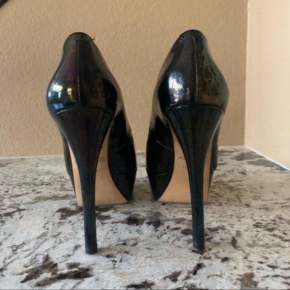 B BRIAN ATWOOD B Bambola Iridescent Patent Peep-toe Pumps.  Small flaw on heel. - Picture 8 of 9